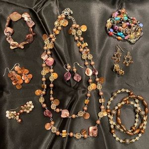 Collection of brown toned jewelry